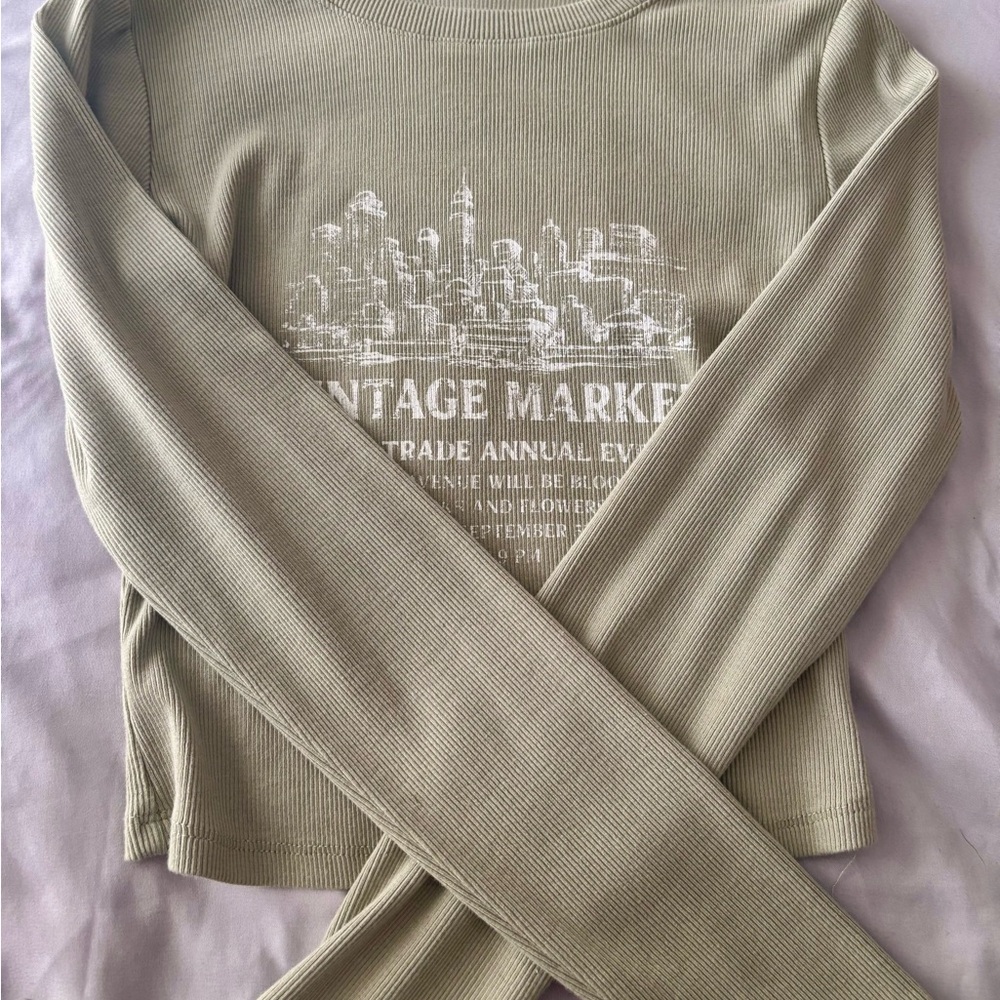 Garage Light Olive Ribbed Top